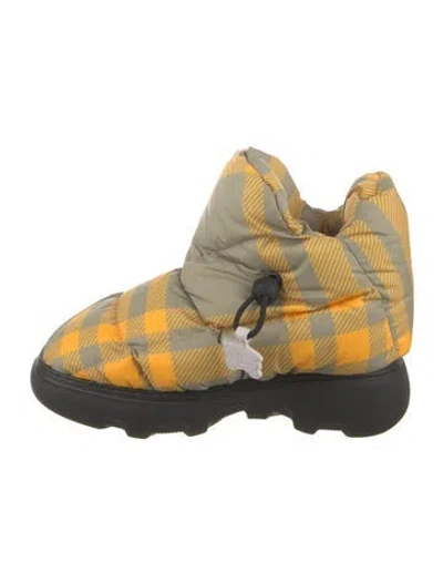 Pre-owned Burberry Nylon Printed Hiking Boots In Yellow