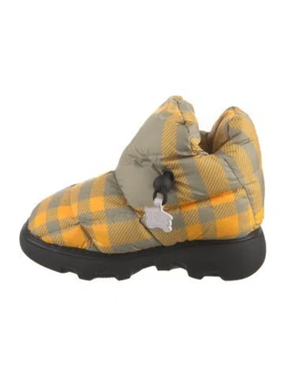 Pre-owned Burberry Nylon Printed Hiking Boots In Yellow