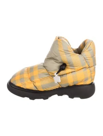Pre-owned Burberry Nylon Printed Hiking Boots In Yellow