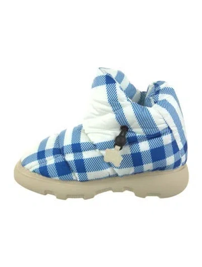 Pre-owned Burberry Nylon Printed Rain Boots In Blue