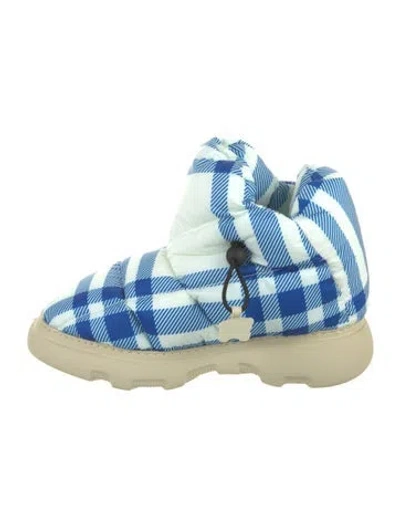 Pre-owned Burberry Nylon Printed Snow Boots In Blue