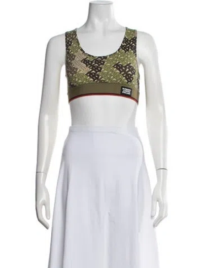 Pre-owned Burberry Nylon Printed Sports Bra In Green