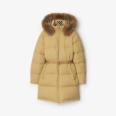 Burberry Nylon Puffer Coat In Flax