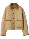 Burberry Oldham Beige Quilted Jacket With Corduroy Collar In Tech Fabric Woman In Neutral