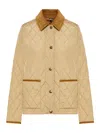 Burberry Oldham Beige Quilted Jacket With Corduroy Collar In Tech Fabric Woman In Neutral