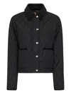 Burberry Oldham Black Quilted Jacket With Corduroy Collar In Tech Fabric Woman In Black