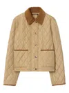 Burberry Oldham Beige Quilted Jacket With Corduroy Collar In Tech Fabric Woman