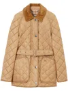 Burberry Quilted Jacket With Belt Pen In Beige