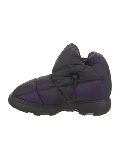 Pre-owned Burberry Nylon Rain Boots In Black/purple