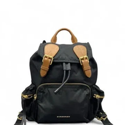 Pre-owned Burberry Nylon Rucksack Backpack In Black/brown