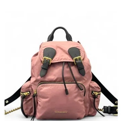 Pre-owned Burberry Nylon Rucksack Backpack Medium In Black/pink