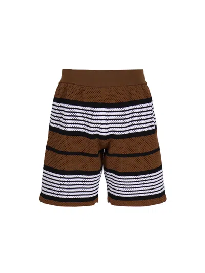 BURBERRY NYLON SHORTS WITH STRIPED PRINT