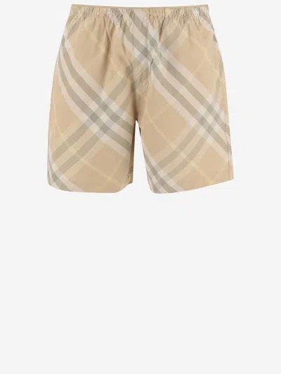 Burberry Check Motif Yellow Swimsuit In Neutrals