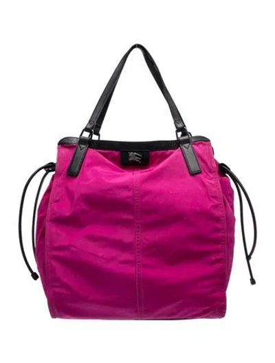 Pre-owned Burberry Nylon Tote In Pink