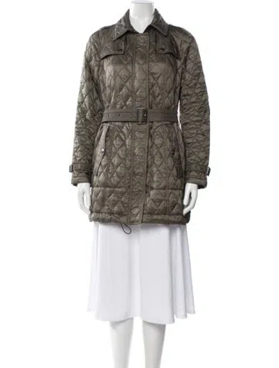 Pre-owned Burberry Nylon Trench Coat In Green