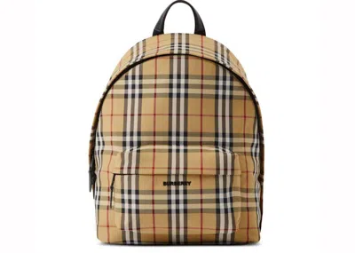 Pre-owned Burberry Nylon Vintage Check Backpack In Archive Beige In Brown