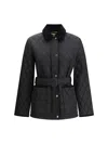 Burberry Women Black Nylon Belted Quilted Jacket In Black