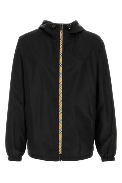 Burberry Nylon Windbreaker Jacket In Black