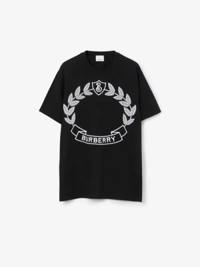 Burberry Oak Leaf Crest Cotton T-shirt In Black