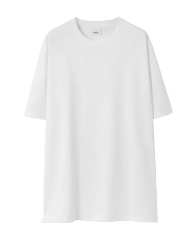 Burberry Oak Leaf Crest-embroidered Cotton T-shirt In White