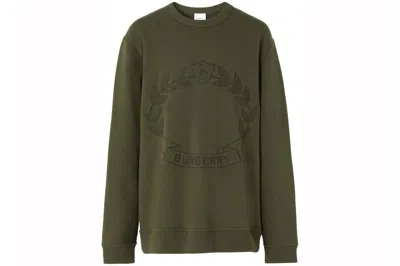 Pre-owned Burberry Oak Leaf Crest-embroidered Sweatshirt Green