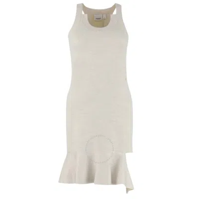 Burberry White Silk Mini Dress In Beige
