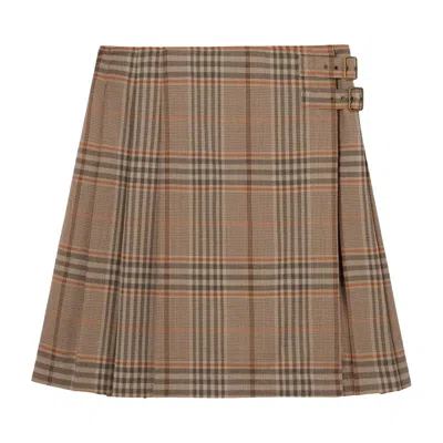 Pre-owned Burberry Odessa Skirt 'sandstone Beige Ip Check' | Tan | Women's Size 8