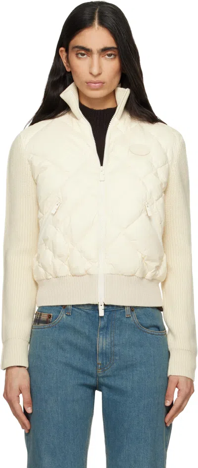 Burberry Off-white Check-stitch Nylon & Wool Jacket In Brown