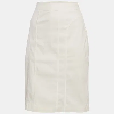 Pre-owned Burberry Off-white Cotton Knee-length Skirt M