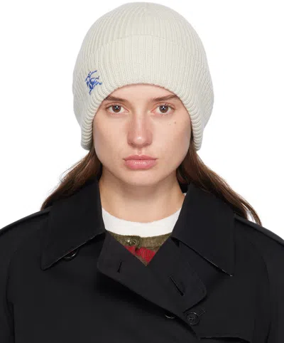 Burberry Off-white Equestrian Knight Cashmere Beanie In Plaster