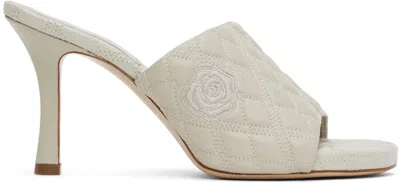 Burberry Off-white Leather Quilt Heeled Sandals In Plaster