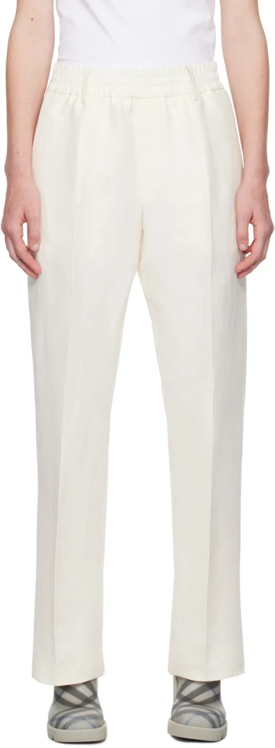 Burberry Off-white Lightweight Trousers In Pfp