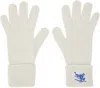 Burberry Off-white Logo-embroidered Gloves In Plaster