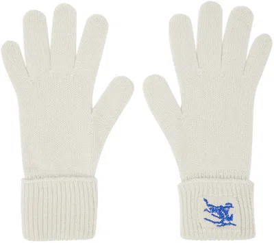 Burberry Off-white Logo-embroidered Gloves In Plaster