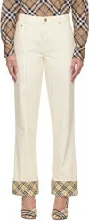 Burberry Off-white Rolled Cuff Jeans In Candle