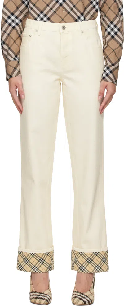 Burberry Off-white Rolled Cuff Jeans In Candle