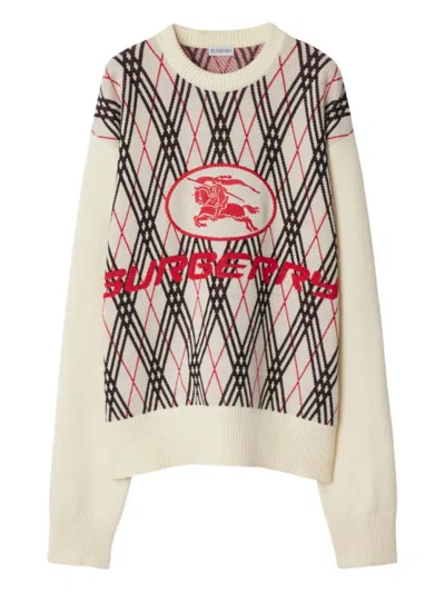 BURBERRY OFF WHITE ROW NECK SWEATER