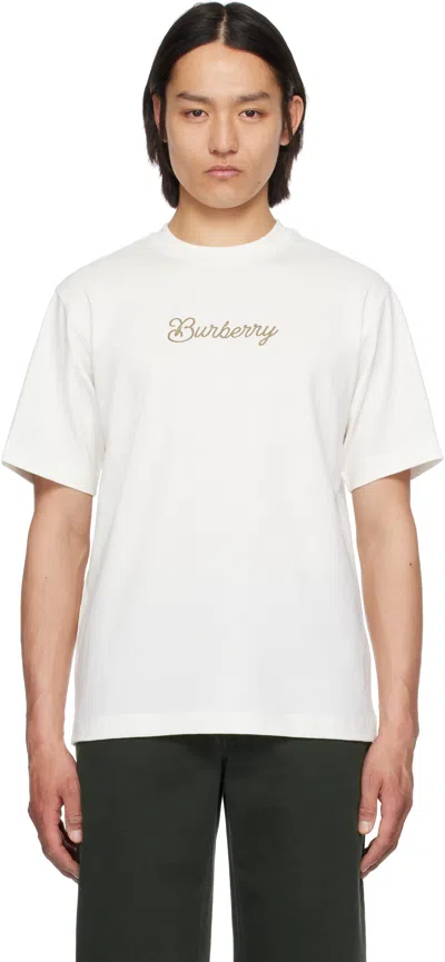 Burberry Off-white Surfer Knight Cotton T-shirt In Chalk