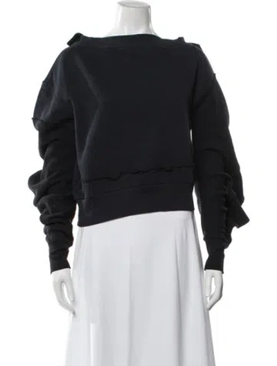 Pre-owned Burberry Off-the-shoulder Long Sleeve Sweatshirt In Blue