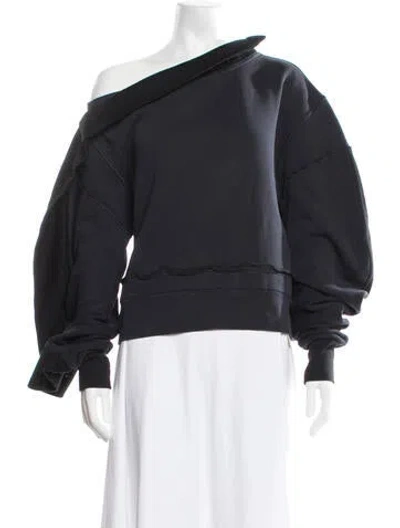 Pre-owned Burberry Off-the-shoulder Long Sleeve Sweatshirt In Blue