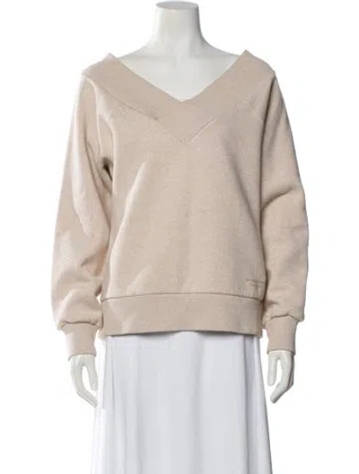 Pre-owned Burberry Off-the-shoulder Long Sleeve Sweatshirt In Neutral