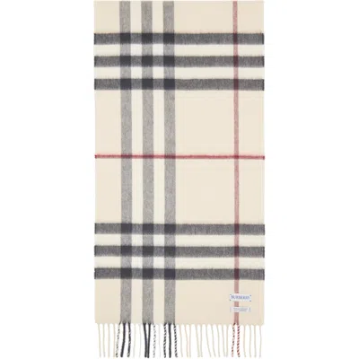 Burberry Off-white Check Cashmere Scarf
