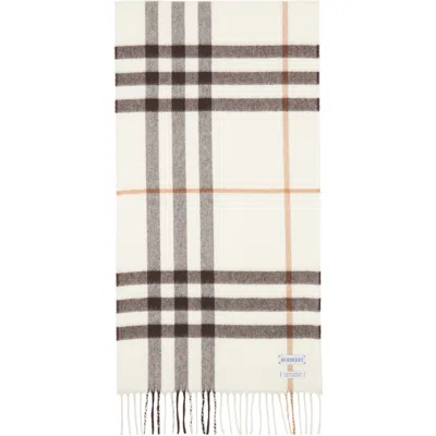Burberry Off-white Check Cashmere Scarf