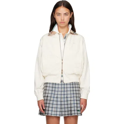 Burberry Off-white Cropped Tropical Gabardine Hayfield Harrington Jacket