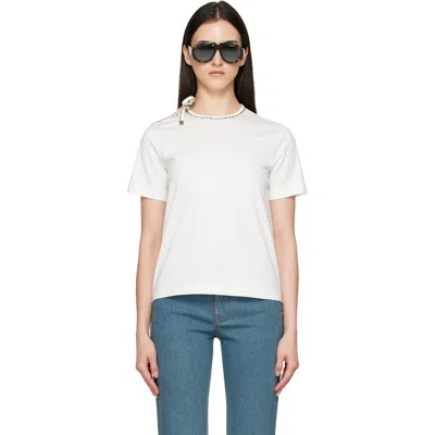 Burberry Off-white Tie-sleeve Cotton T-shirt