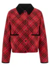 Burberry Cropped Check Cotton Quilted Jacket In Red