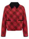 Burberry Cropped Check Cotton Quilted Jacket In Red