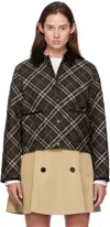 Burberry Cropped Quilted Nylon Jacket With Check Pattern Women In Multi