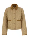 Burberry Oldham Beige Quilted Jacket With Corduroy Collar In Tech Fabric Woman In Neutral