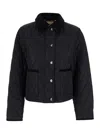 Burberry Oldham Black Quilted Jacket With Corduroy Collar In Tech Fabric Woman In Beige